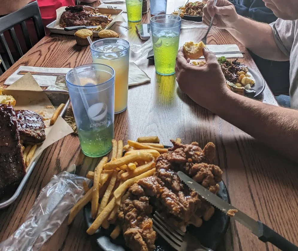 Grilled Chicken over Belgium Waffle with Fries